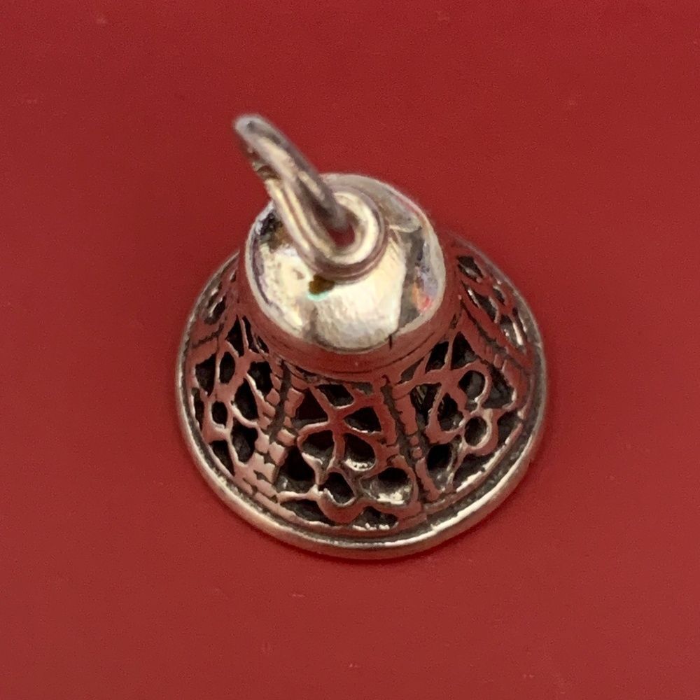 Ornate Bell Working Clacker Vintage Sterling Silver Jewelry Charm #collector